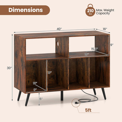 Dreamade Large Record Player Stand with Charging Station