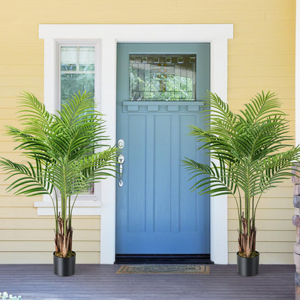 Dreamade 4.2FT Tall Artificial Palm Tree with 12 PEVA Leaves (2 Pack)