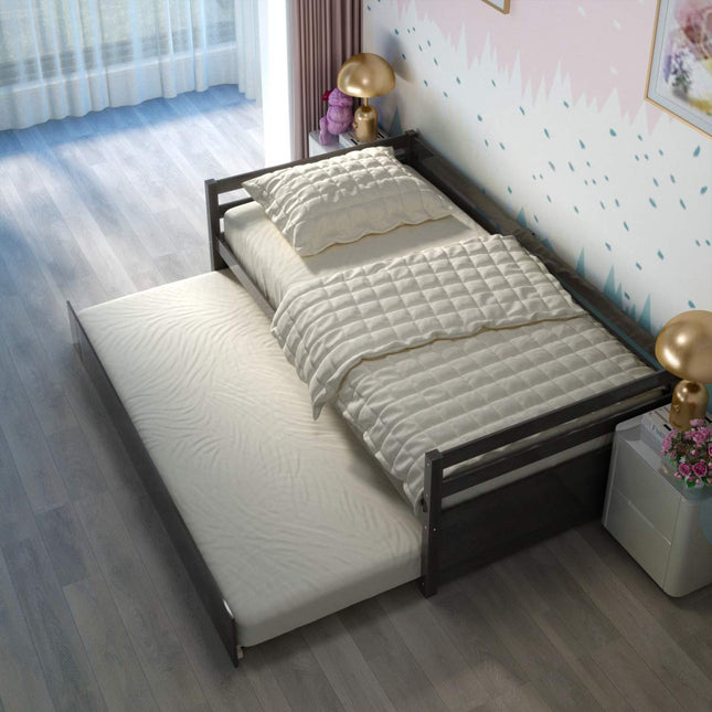 Dreamade Wood Daybed with a Trundle, Twin Trundle Daybed with Durable Slat Support