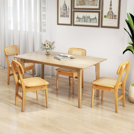 Dreamade Rattan Dining Chairs Set of 2, Boho Cane Kitchen Chairs, Max Load 300 Lbs