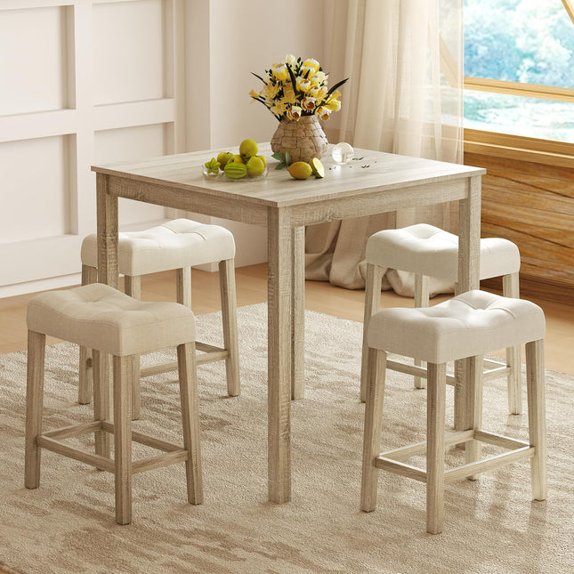 Dreamade 24" Bar Stools Set of 2/4, Upholstered Counter Height Saddle Bar Stools