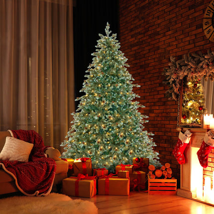Dreamade 7ft Pre-Lit Artificial Christmas Tree, Hinged Full Xmas Pine Tree with 340 Warm White LED Lights