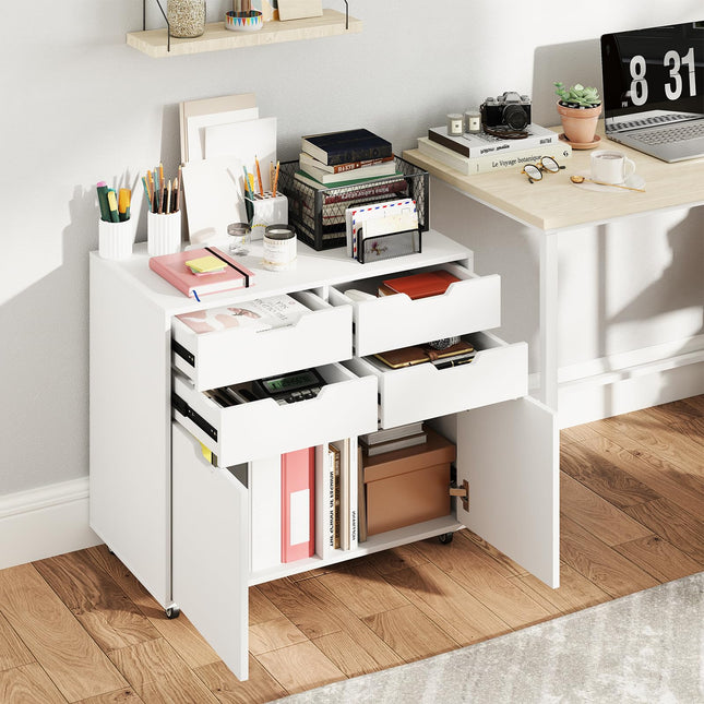 Dreamade Rolling Printer Stand with 2 Lockable Wheels