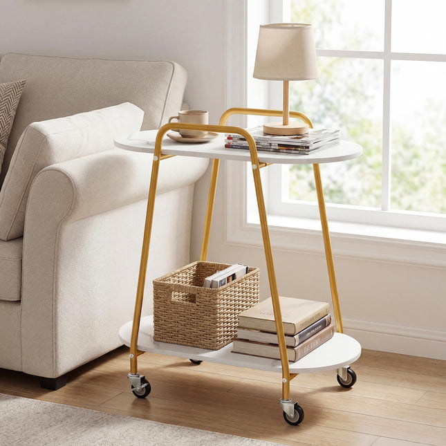 Dreamade 2-Tier Gold Rolling Cart for Home Kitchen