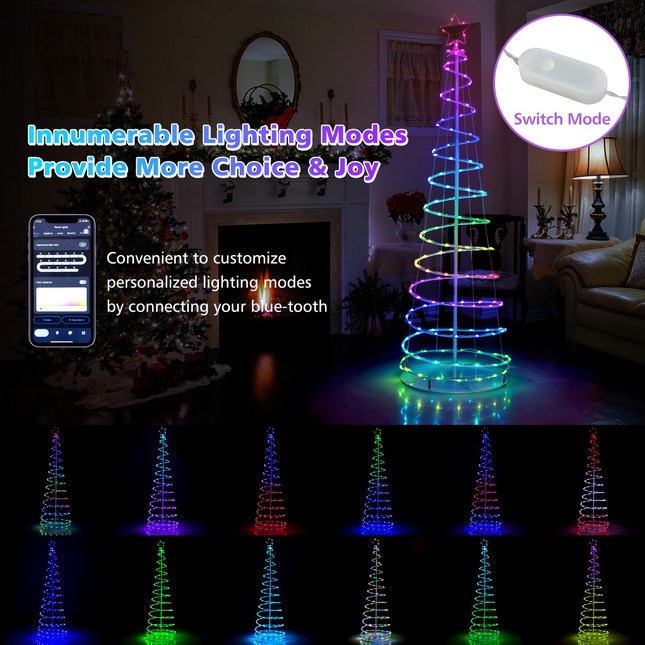 Dreamade 6 FT Spiral Christmas Tree, Outdoor Led Christmas Tree with 135 LED Lights - DreamadeUS