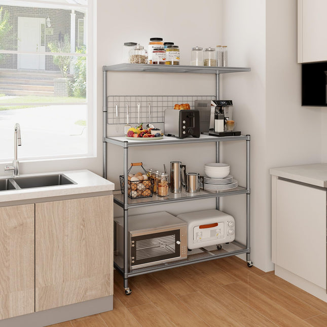 Dreamade 4-Tier Microwave Stand, Microwave Cart with Adjustable Shelves