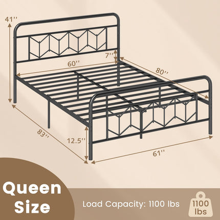 Dreamade Metal Twin Bed Frames with Victorian Style Headboard & Footboard, Heavy Duty Slats Support Mattress Foundation