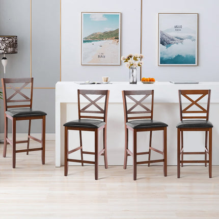 Dreamade Modern 25” Counter Height Dining Pub Stools with X-Shaped Backrest, Soft Cushion & Durable PU Seat