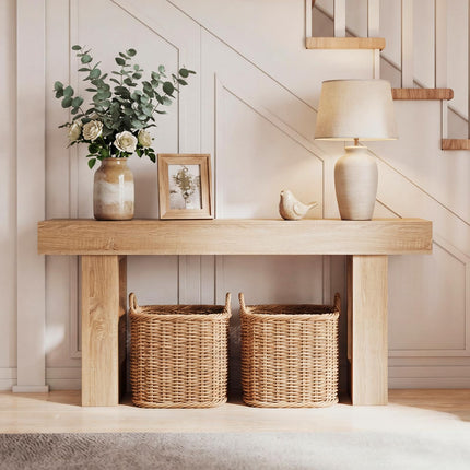 Dreamade 63" Farmhouse Wooden Narrow Entryway Console Table