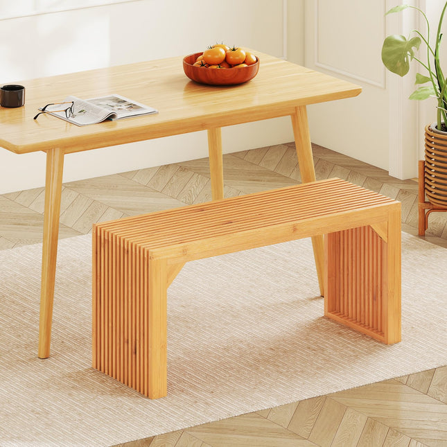 Dreamade 36" Bamboo Dining Bench 660Lbs Capacity 2-Person Kitchen Table Bench for Living Room