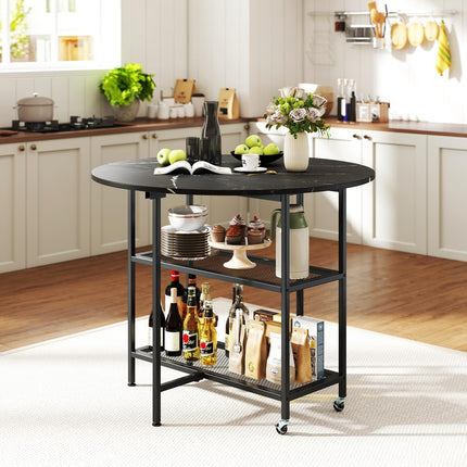 Dreamade Folding Dining Table with Lockable Wheels