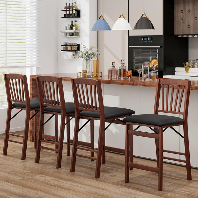 Dreamade Folding Bar Stools Set, 24.5" Counter Height Bar Dining Chairs with Back