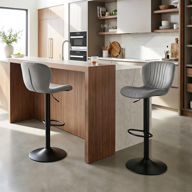 Dreamade Bar Stools Set of 2/4 | Adjustable Counter Height Chairs with Velvet Upholstered Backrests