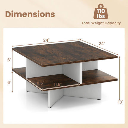 Dreamade Mid Century Modern Center Table with 4 Storage Compartments