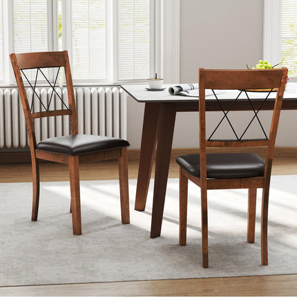 Dreamade Wooden Armless Kitchen Chairs Set of 2/4 w/Elegant Hollowed Backrest