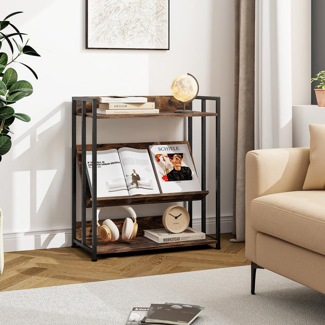 Dreamade 3-Tier Bookshelf, Industrial 32" Tall Small Book Shelf with Adjustable Shelves