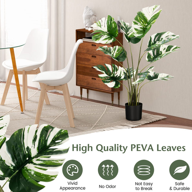 Dreamade 4ft Artificial Monstera Deliciosa Plant, 2 Pack Tall Fake Tropical Palm Tree in Pot with 10 Decorative Split Leaves