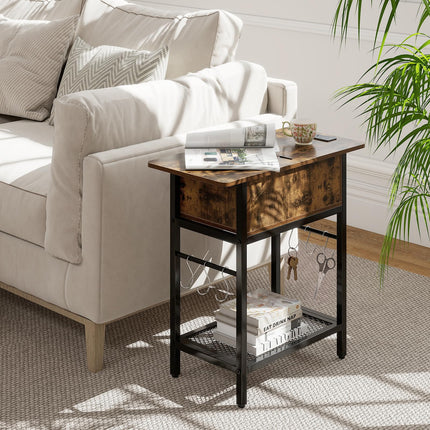Dreamade End Table | Flip Top Bedside Night Stand w/USB & Type-C Ports (1/2)