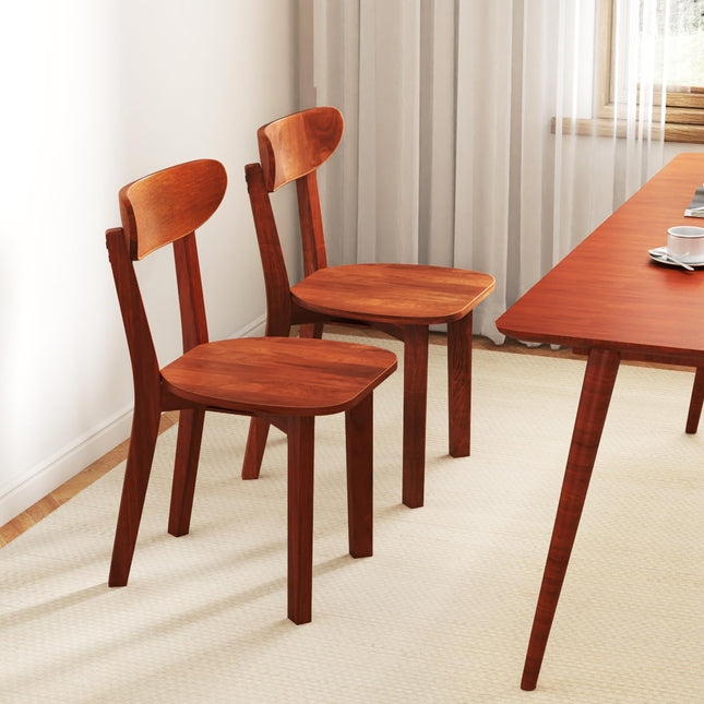 Dreamade Wooden Dining Chairs, Kitchen Chairs w/Curved Backrest & Solid Rubber Wood Frame