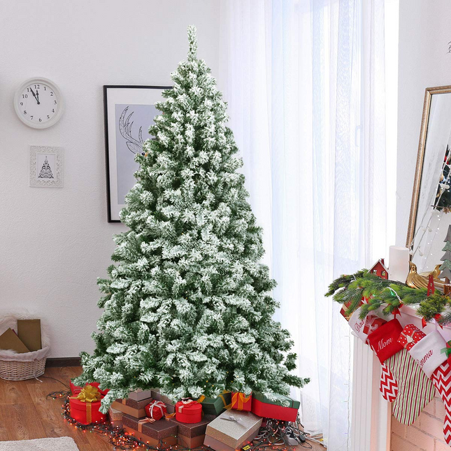 Dreamade Snow Flocked Christmas Tree, Artificial Hinged Pine Tree - DreamadeUS