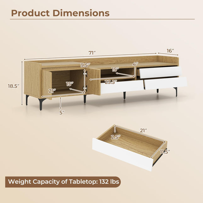 Dreamade Modern TV Stand for 80" Television with Open Shelf