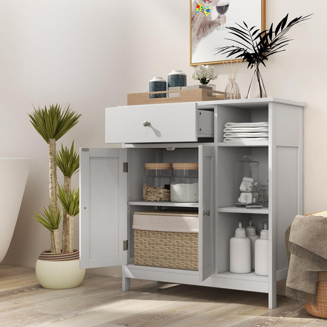 Dreamade Bathroom Storage Cabinet with Drawer - Floor Cabinet w/ 3 Open Shelves