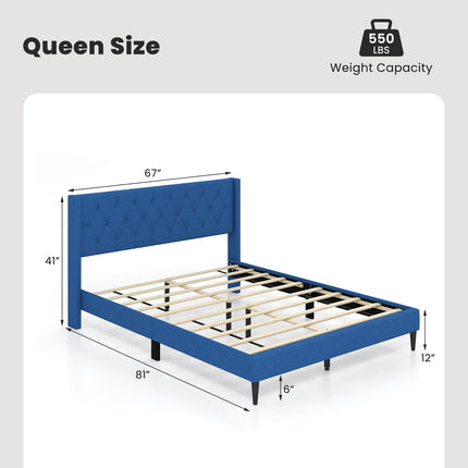 Dreamade Queen/Twin Size Platform Bed Frame with Wingback