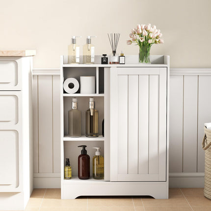 Dreamade Bathroom Slim Storage Cabinet w/2 Sliding Doors & Adjustable Shelves