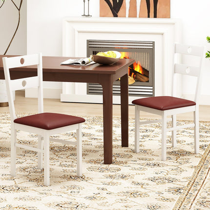 Dreamade PU Leather Upholstered Kitchen Chairs w/Hollowed Backrest & Padded Seat