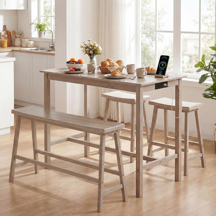 Dreamade 4-Piece Counter Height Dining Table Set with Power Outlet