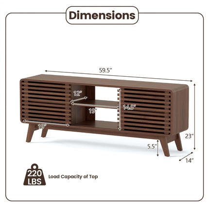 Dreamade TV Stand for 60/65 Inch TV | Mid-Century Modern Entertainment Center with Storage Cabinet