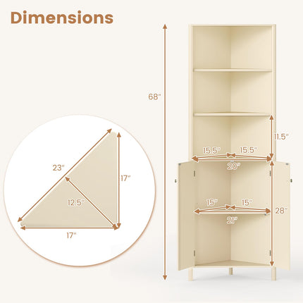 Dreamade 68" Tall Bathroom Cabinet with Adjustable Shelves and 2 Fluted Doors