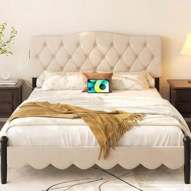 Dreamade Headboard with 2 AC Outlets for Queen & Full Size Bed