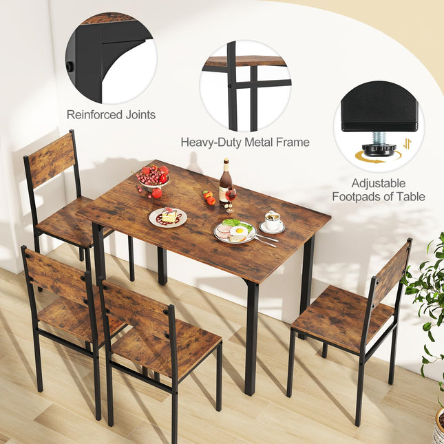 Dreamade Dining Table Set for 4, 5-Piece Kitchen Table Set with Dinner Table, Dining Chairs
