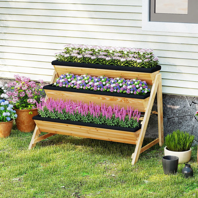 Dreamade 3-Tier Vertical Raised Garden Bed Wood Elevated Planter Box with Legs