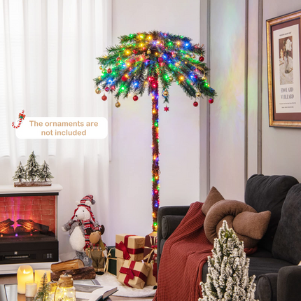 Dreamade 6 FT Pre-Lit Artificial Christmas Tree, Lighted Xmas Palm Tree W/ 210 Multi-Color LED Lights - DreamadeUS