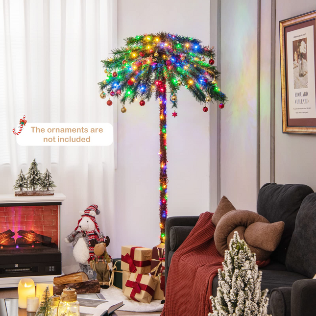 Dreamade 6 FT Pre-Lit Artificial Christmas Tree, Lighted Xmas Palm Tree W/ 210 Multi-Color LED Lights - DreamadeUS