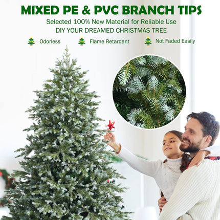 Dreamade 7ft Artificial Christmas Tree Feel Real Unlit Hinged Xmas Spruce Tree