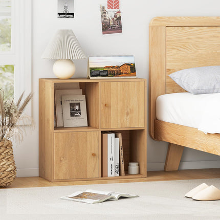 Dreamade 4 Cube Bookcase | 2-Tier Freestanding Book Shelf with Open Compartments