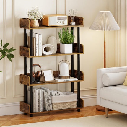 Dreamade 4-Tier Freestanding Bookcase with Anti-Tipping Kit | 4 Shelf Bookcase for Living Room Bedroom Study