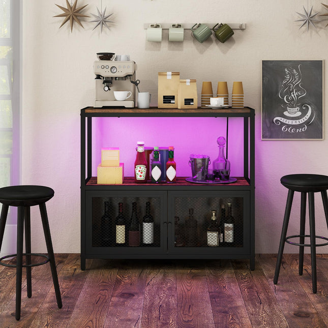 Dreamade Wine Cabinet with LED Lights for Kitchen Living Room