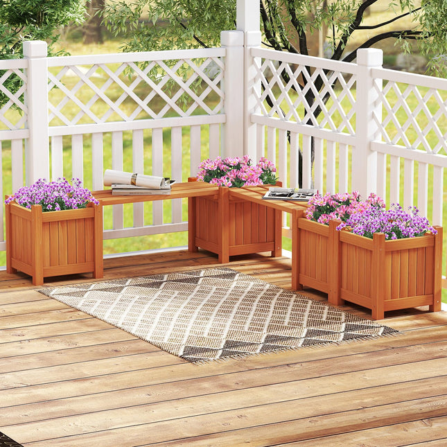 Dreamade Outdoor Bench with Raised Garden Beds (42"x11"x11.5")