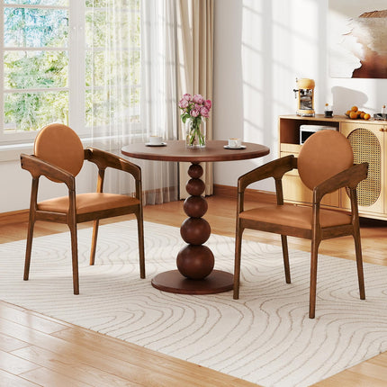 Dreamade Set of 2/4 Wooden Dining Chair PU Leather Upholstered Armchairs