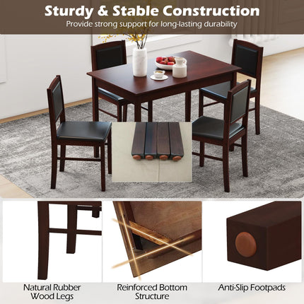 Dreamade 5-Piece Dining Table Set for 4 - Breakfast Nook Table Set with Kitchen Table