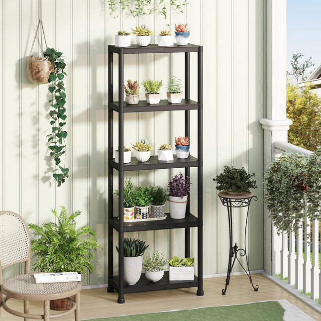 Dreamade 5-Tier Heavy-Duty Plastic Storage Shelves (24" x 12.5" x 69")