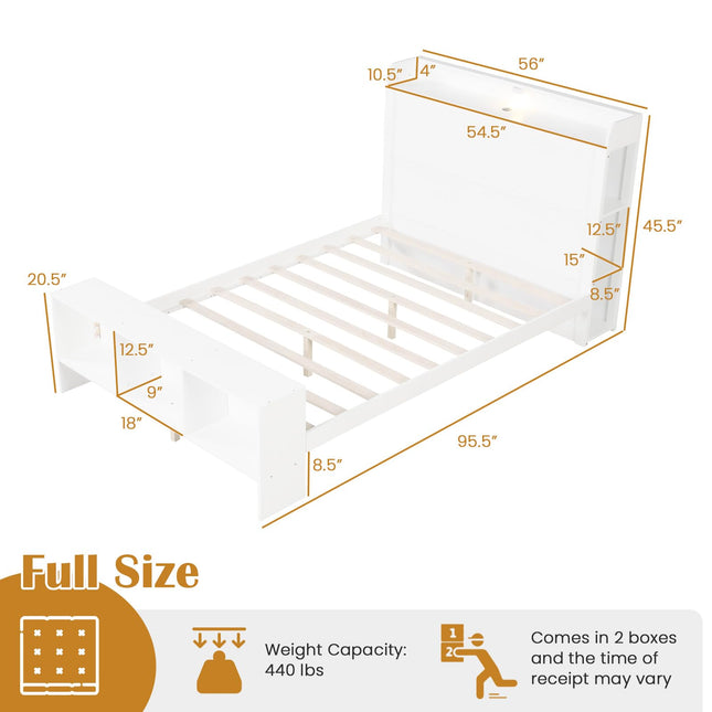 Dreamade Full/Twin Size Bed Frame with Storage Headboard & Footboard