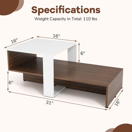 Dreamade 2 Tier Coffee Table with Storage for Living Room Reception Room