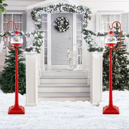 Dreamade 68 Inch Musical Christmas Street Lamp, Festive Lamp Post w/Sound-Activated Snow Globe Lantern