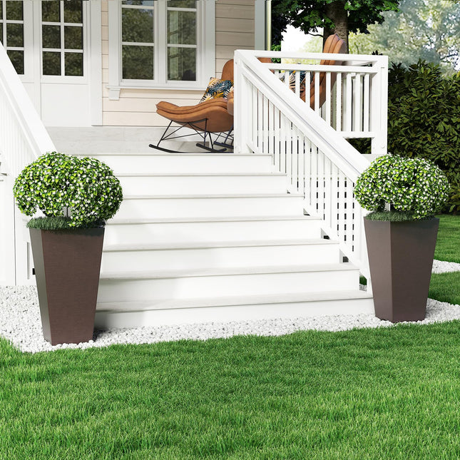 Dreamade Square Taper Planter Set of 2 Self-Watering Flower Pots ( 11.5"x11.5"x22.5")