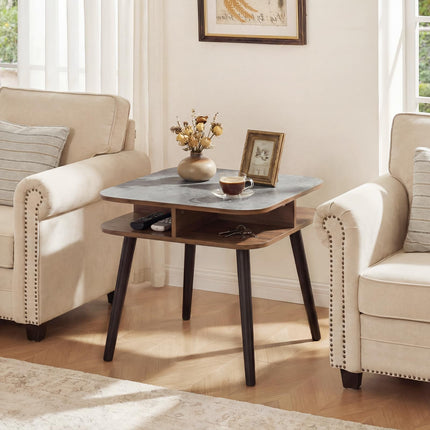 Dreamade 2-Tier Faux Marble End Table Set of 1/2